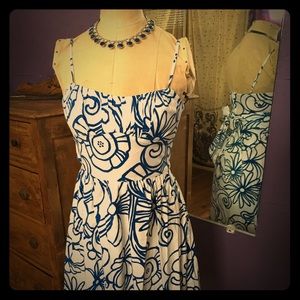 Blue and White Retro Pin-up Sun Dress